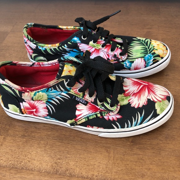 Vans Era Hawaiian Hibiscus Floral Canvas Lace-up Shoes (Women's 7.0) - Picture 2 of 11